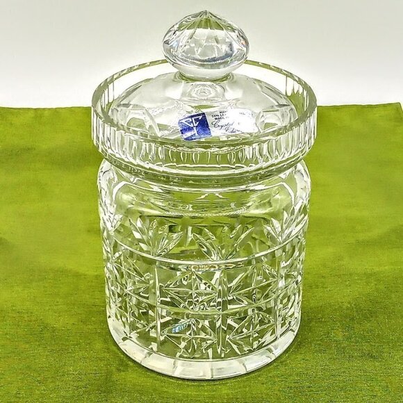 Crystal Clear Handcut Polish Lead Crystal Lidded Jar - Picture 2 of 7